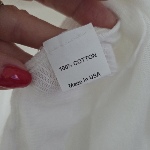 Cynthia Ashby White Thin Cotton Knit Top XL (Box3) - Picture 5 of 6